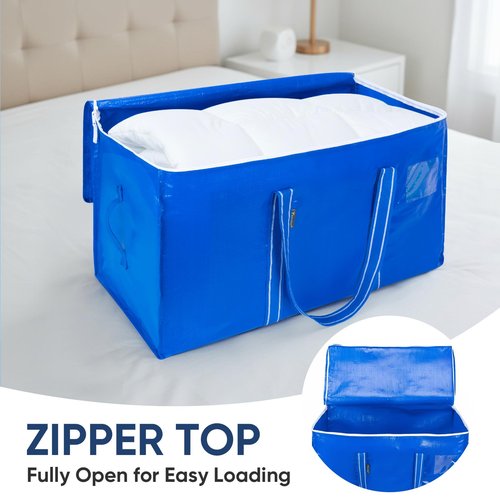 BALEINE 6-Pack Oversized Moving Bags with Reinforced Handles, Heavy-Duty Storage Tote for Clothes, Moving Supplies (Royal Blue, 6-Pack)