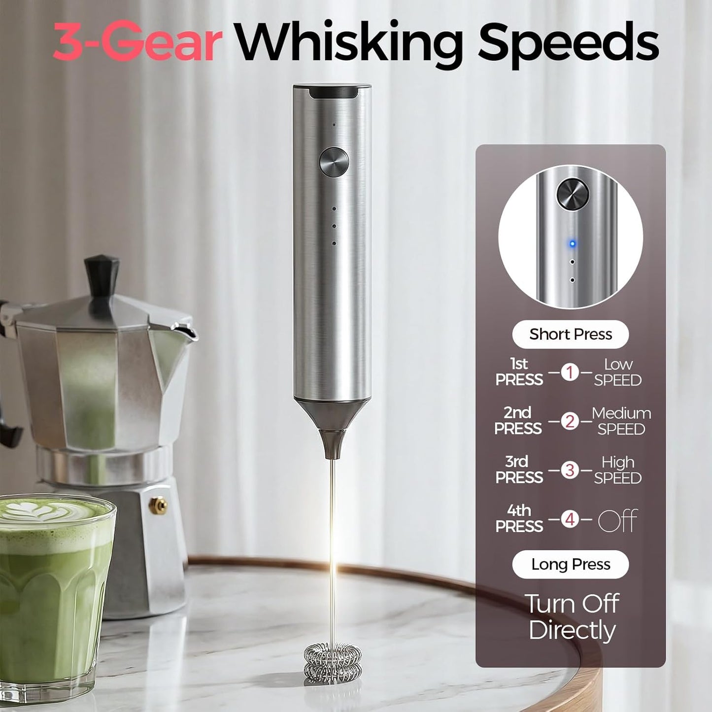 YARRAMATE Rechargeable Milk Frother - Handheld Electric Whisk for Lattes, Cappuccinos & Matcha