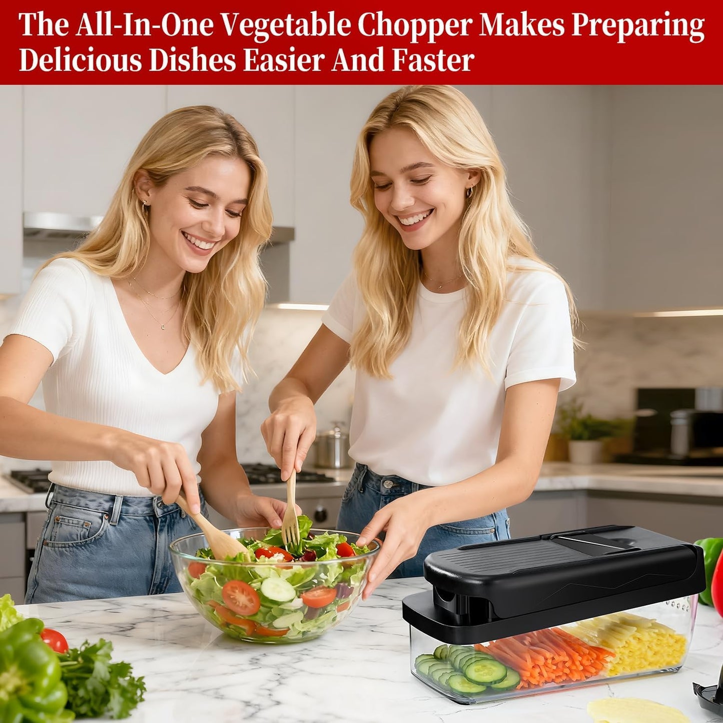 Skiennix Multifunctional Vegetable Chopper - Versatile Mandoline Slicer & Dicer with Container
