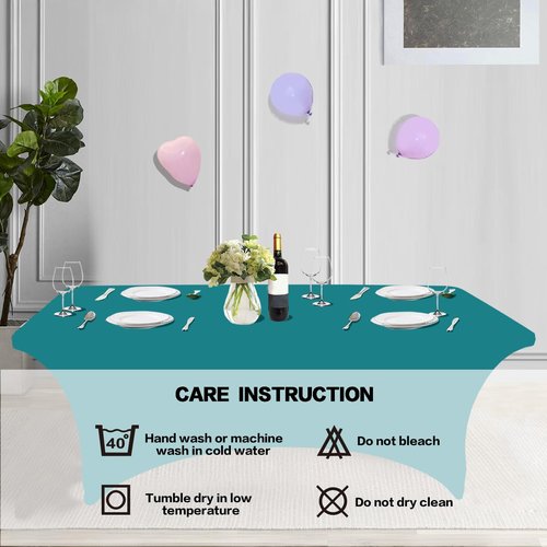 IVAPUPU 2 Pack 6FT Table Cloth for Rectangular Fitted Events Stretch Lake Blue Table Covers Washable Cover Spandex Tablecloth Protector for Party, Wedding, Cocktail, Banquet, Festival