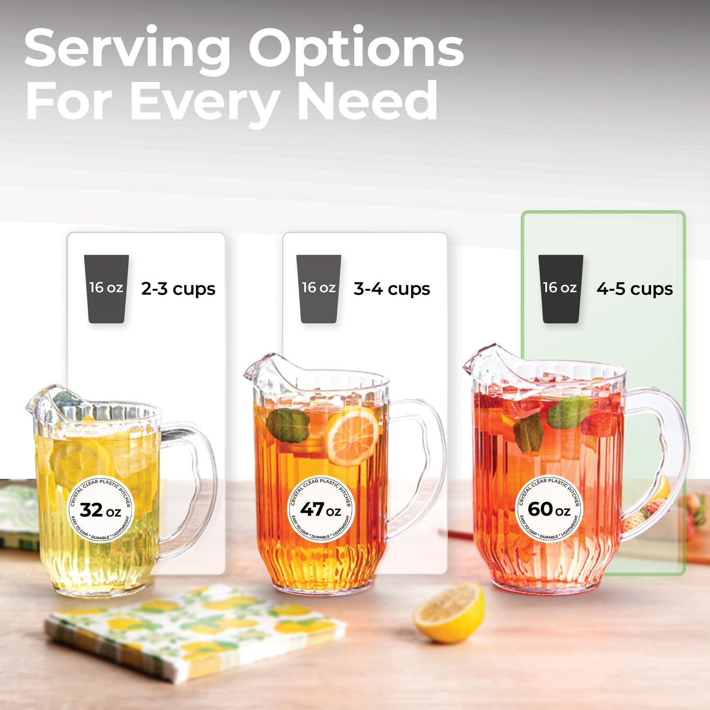 Restaurantware 60 Ounce Beer Pitcher - 1 Count - Chef 101 Durable Restaurant Pitcher - Hard Plastic, Serve Soda, Lemonade, Juice, Or Sangria, Clear Plastic Water Glass, For Bars, Parties, Or Homes,