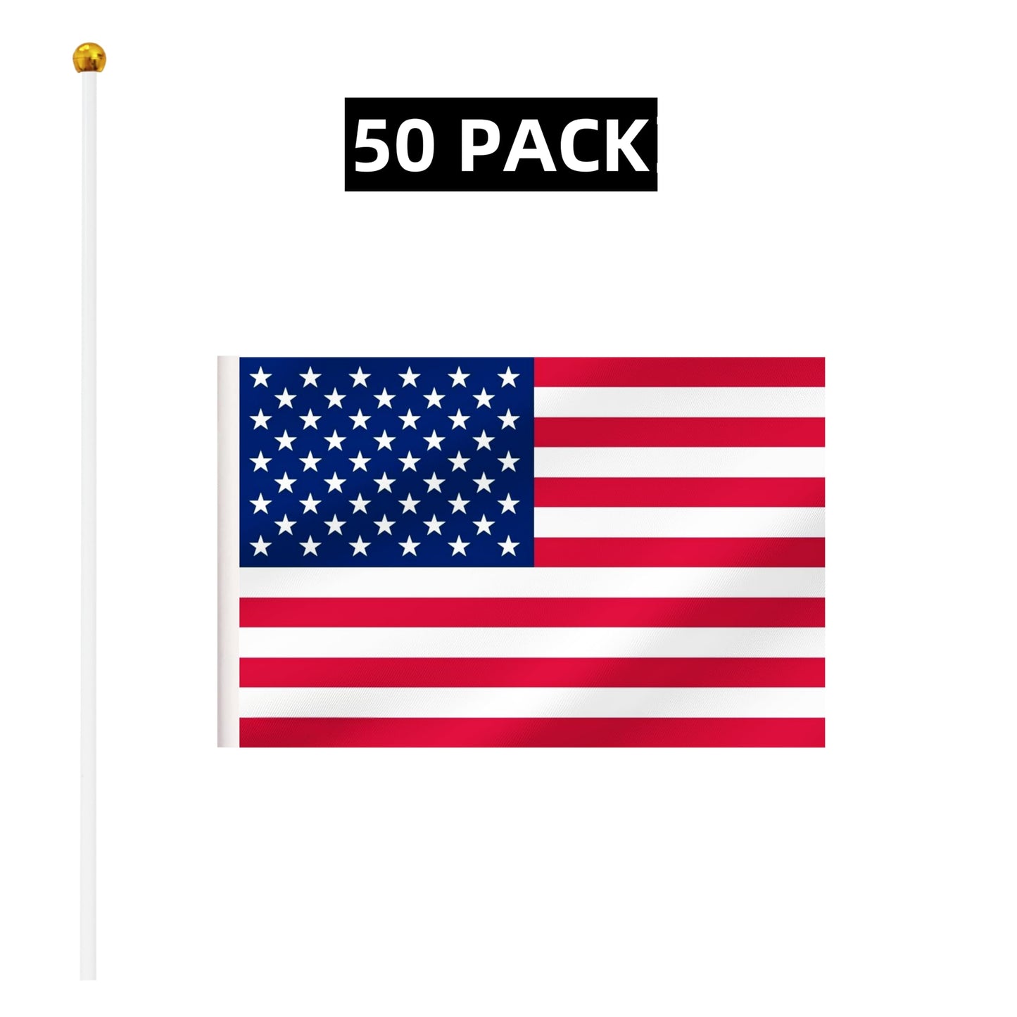 Yamiuo 50 Pack USA Mini Stick Flag, American Hand Held Small Miniature Stick Flag, National Country Flag for Party Decorations, Outdoor Decoration, Festival Events Celebration, World Cup, Sports Events, International Festival (USA)