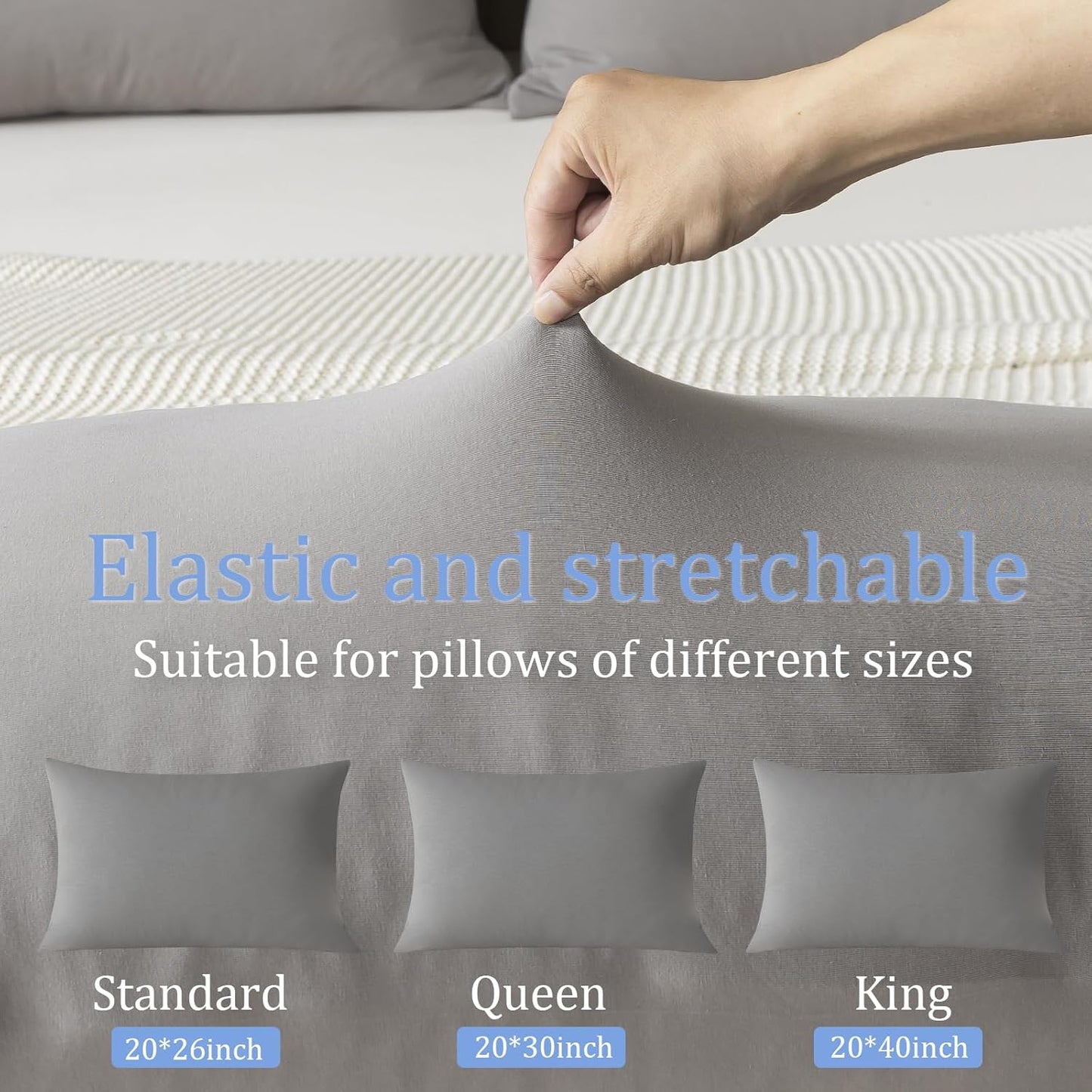 WhatsBedding Standard Jersey Knit Pillowcases - 100% Cotton, Soft & Breathable, Set of 2 | Dark Grey, 20x26 Inches