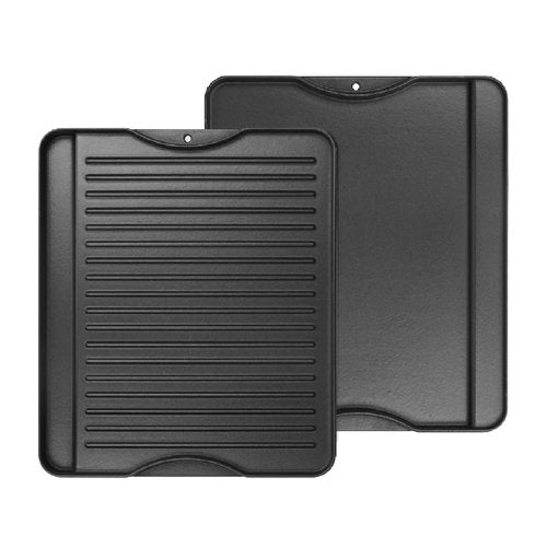 2-in-1 Reversible 14” x 16” Pre-Seasoned Cast Iron Cooking Griddle for Gas Stove/Charcoal/Electric/Propane/Gas Grill, Flat Griddle Top Plate for Camping Tailgating