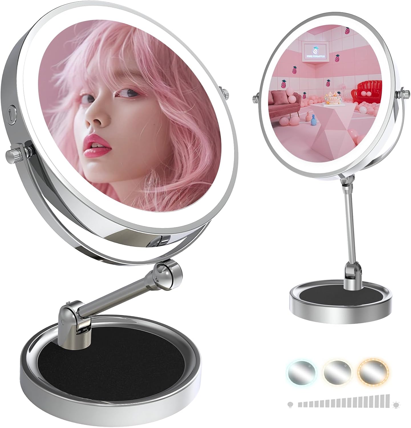 Tabletop Standing Makeup Mirror with Adjustable Height, 8Inch Mirror