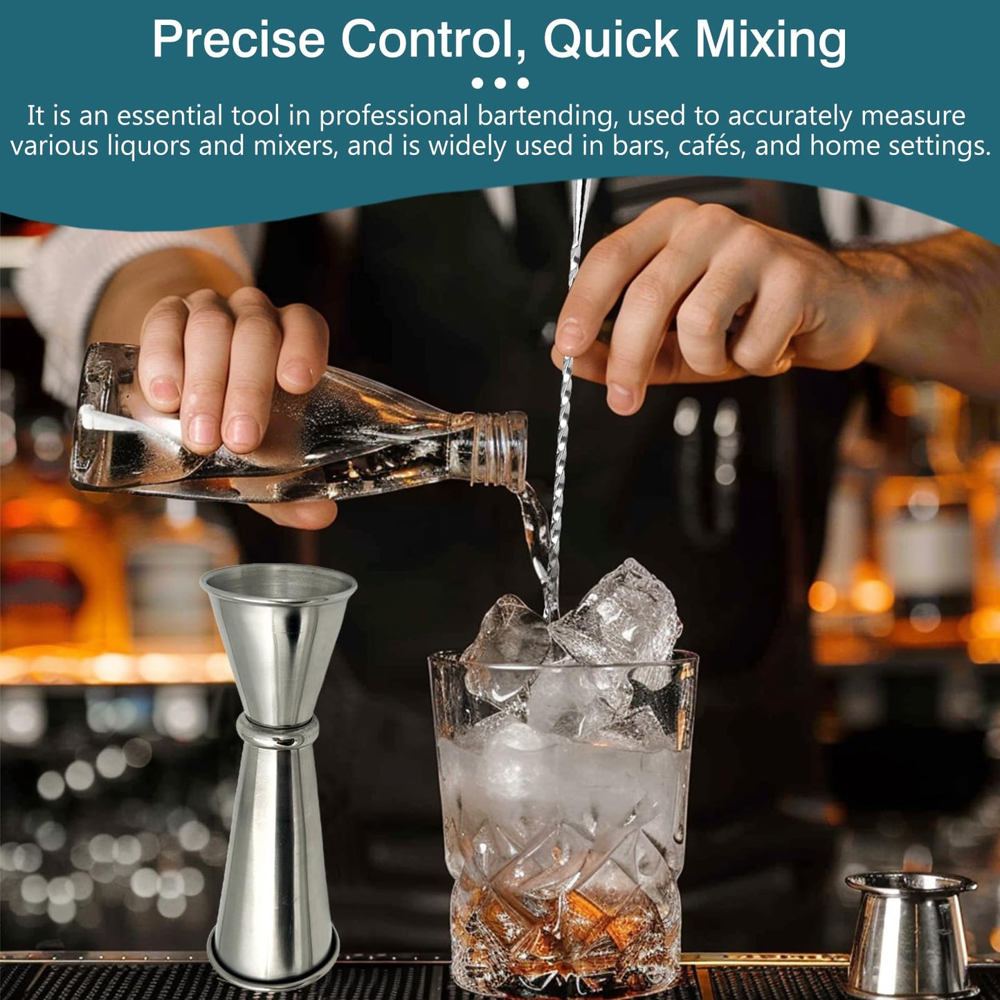 Premium Japanese Style Double Jigger for Bartending – 1 oz / 2 oz Stainless Steel Cocktail Jigger with Internal Measurements – 304 Food-Grade Steel, Bar Tool for Home or Professional Use