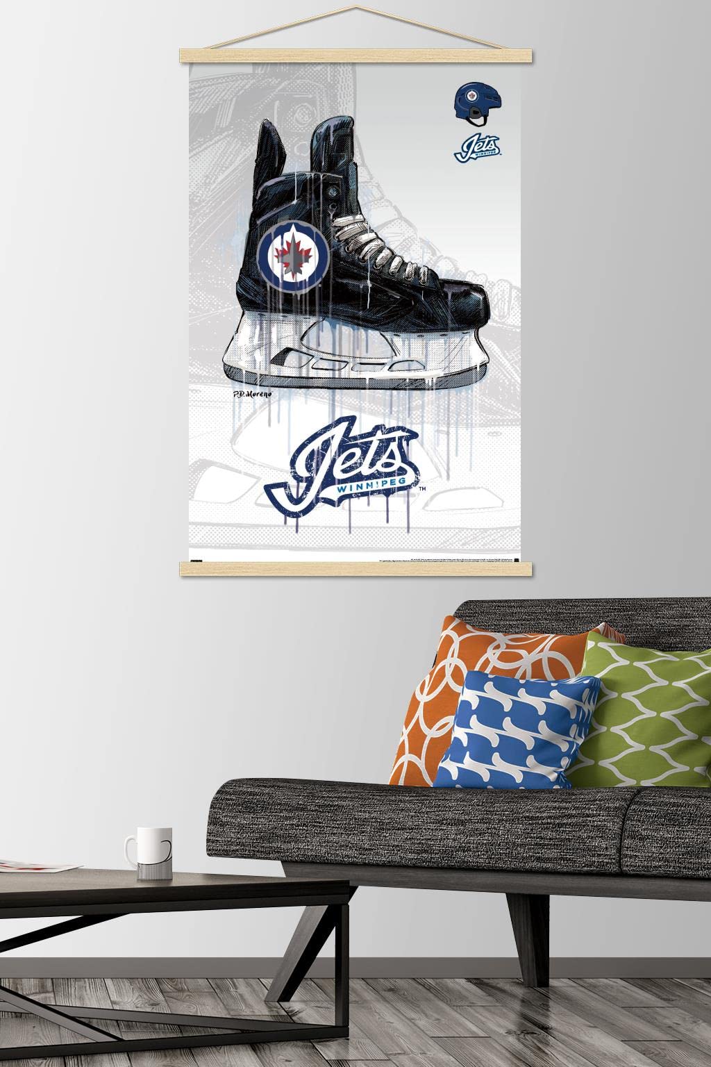 Trends International NHL Winnipeg Jets - Drip Skate 21 Wall Poster, 22.375" x 34", Premium Print and Beechwood Hanger Bundle