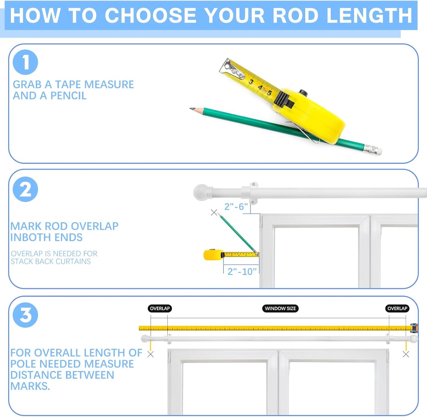 Max Adjustable Curtain Rods by [Brand Name] - 16 to 48 Inches, 1-Inch Diameter, White Finish