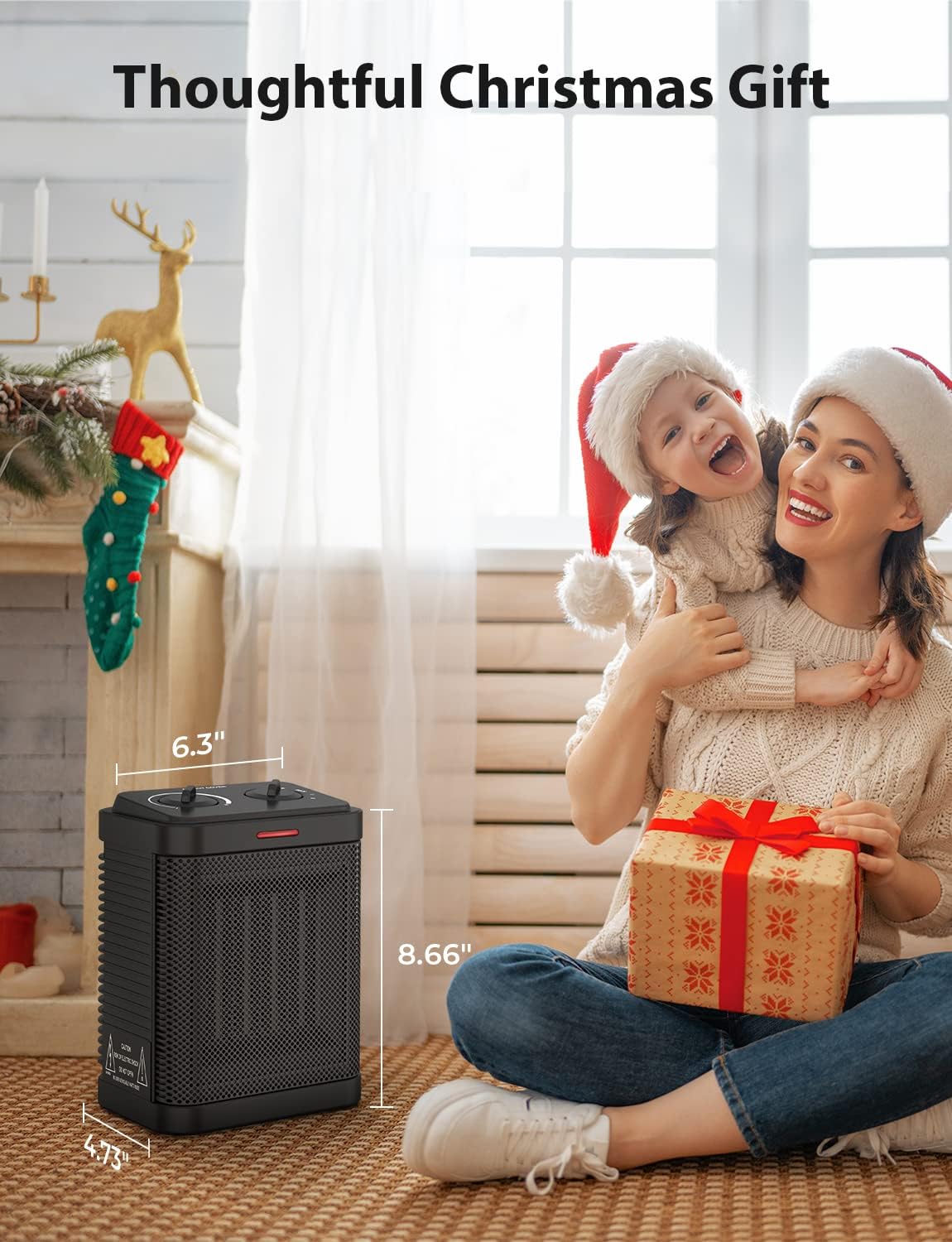 Skiennix 1500W PTC Ceramic Space Heater - Portable Indoor Heating with Thermostat & Safety Features