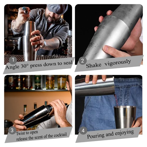 Boston Cocktail Shaker, 18oz & 28oz 2-Piece Tins, Professional Bar Shaker for Bartending, Cocktail Shakers, Essential Bar Tools for Mixing Drinks（Sliver）