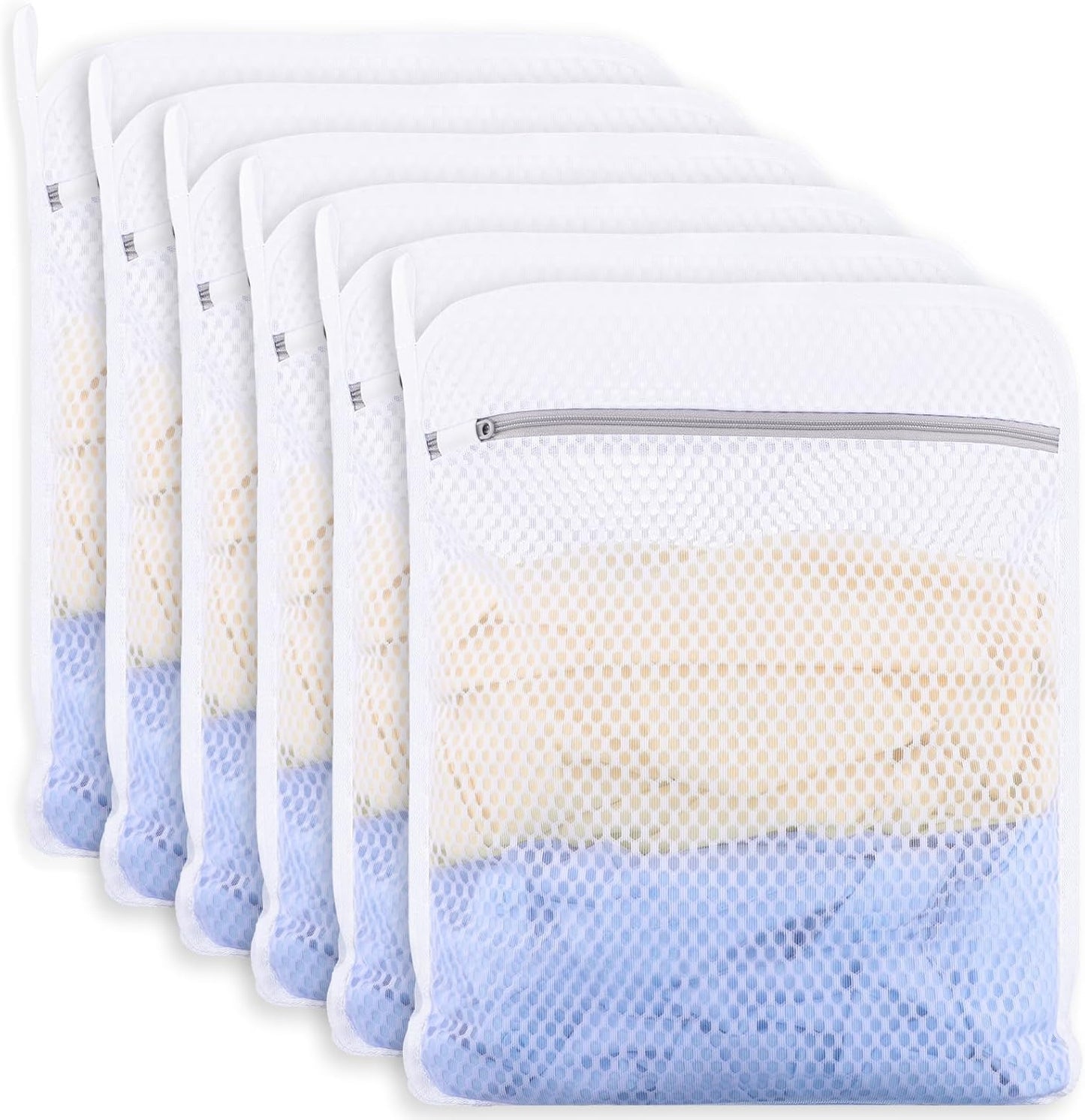 Skiennix 6-Pack Honeycomb Mesh Laundry Bags - 12x16 Inches Delicate Wash Bags with Sturdy Zippers