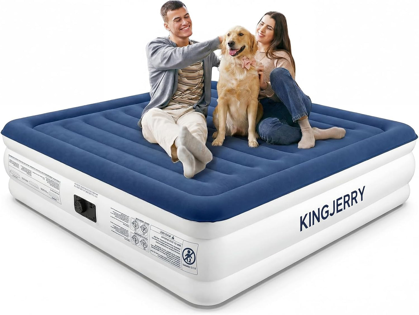 KINGJERRY Queen Air Mattress - Built-In Pump, 18" Raised Comfort, Leakproof Design | 800 lbs Capacity, Fast Inflation