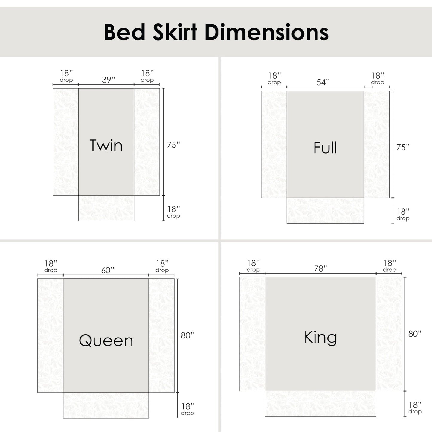 Greenland Home GL-1710GBKQ Paisley Quilted Bed Skirt, Ivory, Queen