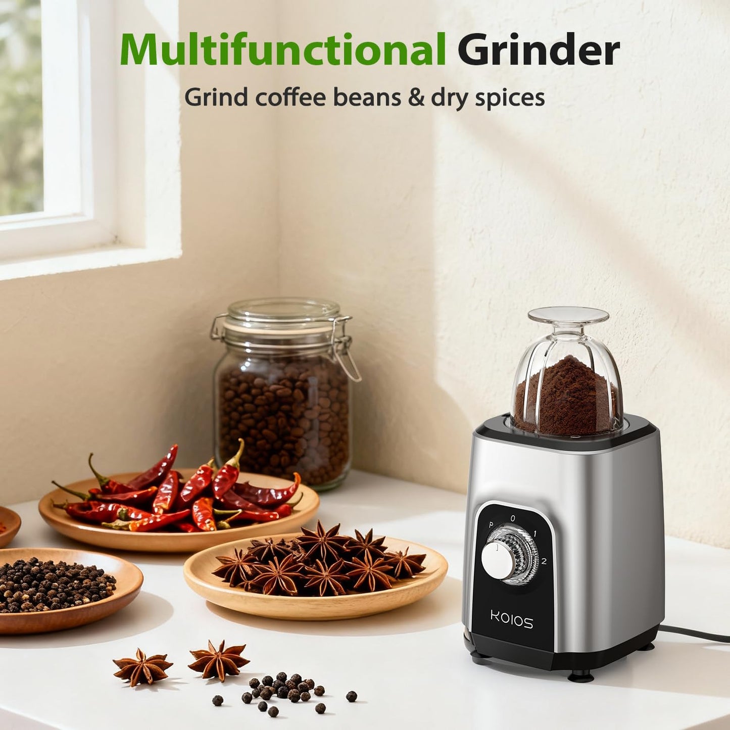 KOIOS 900W Countertop Blenders for Shakes and Smoothies, Protein Drinks Baby Food Nuts Spices, Grinder for Beans, 11 Pes Personal Blender with 2x18.6oz and 10oz Cups, Non-BPA