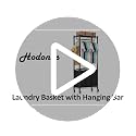 Hodonas Rolling Laundry Basket with Wheels & Hanging Bar - Black