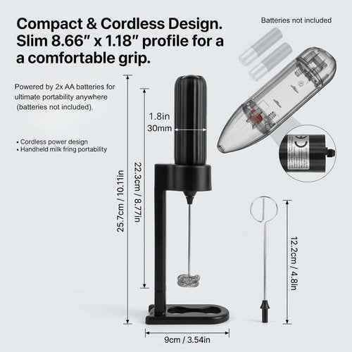 AllreLi Electric Milk Frother - Handheld Foam Maker with Stand & 2 Whisks for Coffee, Latte, Cappuccino, Matcha