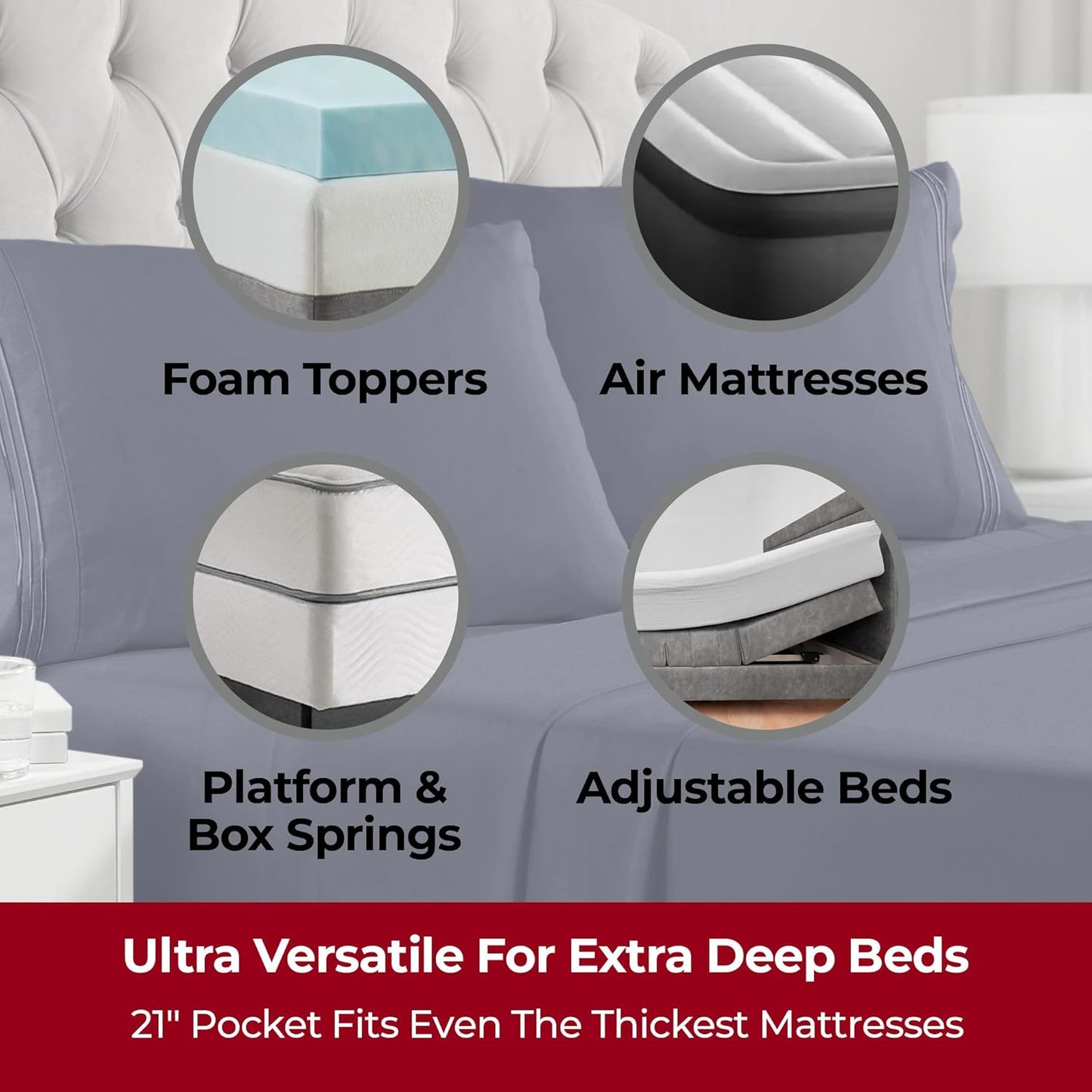 Mellanni Extra Deep Twin XL Sheets - Hotel Luxury, Ultra Soft Cooling Bedding - Wrinkle Resistant, Navy Blue