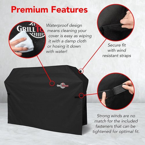 GrillTough Heavy Duty BBQ Grill Cover - Waterproof & UV Resistant | 30 Inch Black Gas Grill Cover