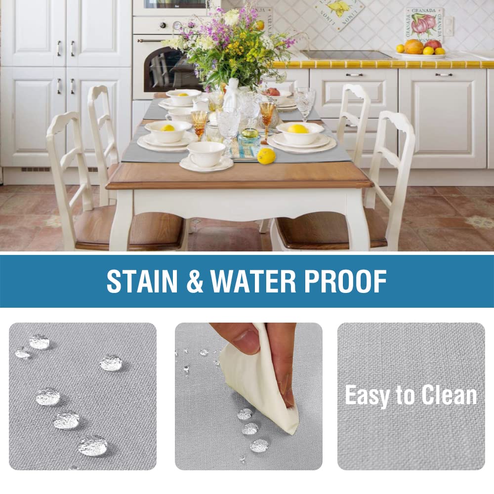 H.VERSAILTEX Linen Placemats Set of 4 Premium Solid Table Placemats for Dining Table Spill-Proof Waterproof Table Mats Heat-Resistant Kitchen Table Mats Washable, 12x18 inches, Grey