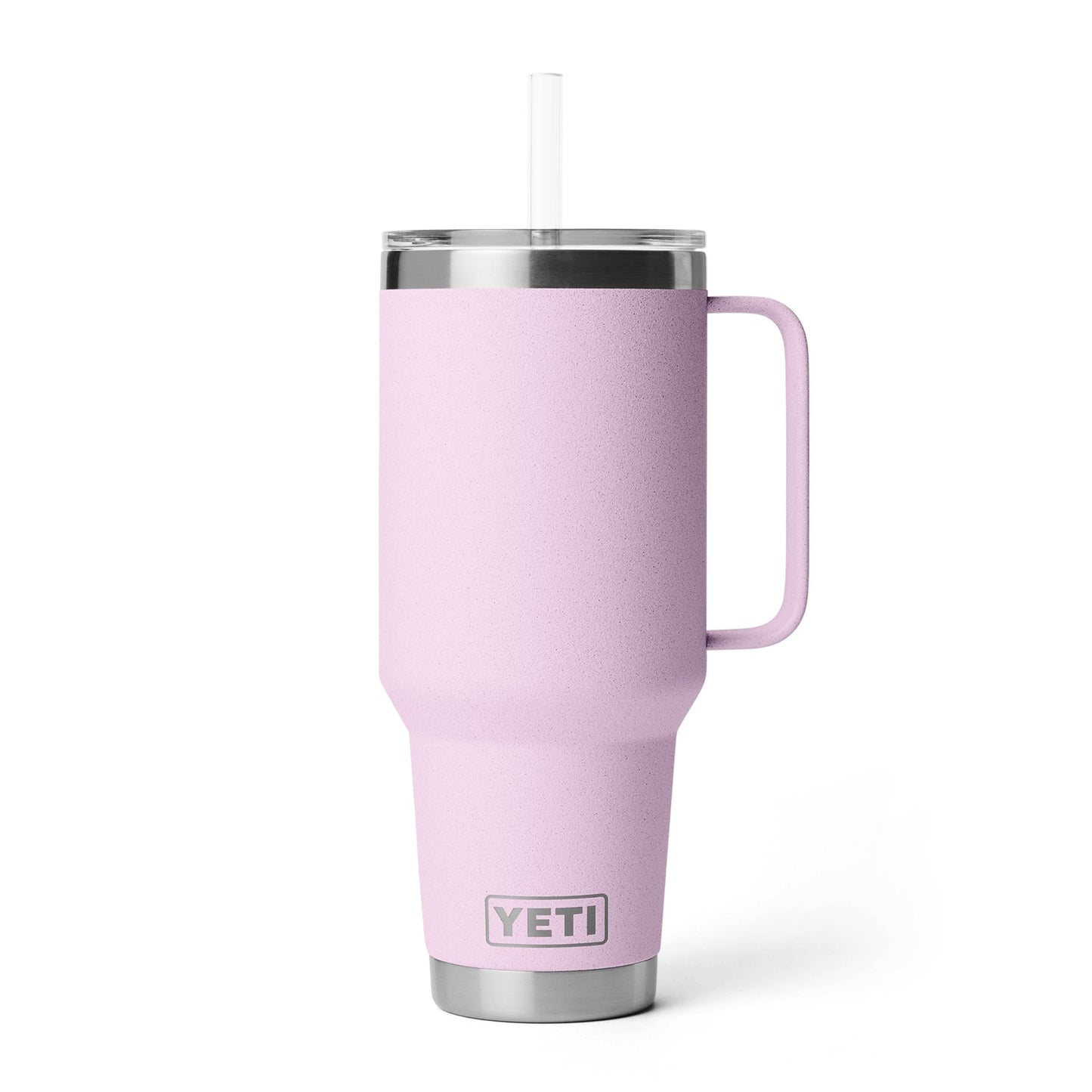 YETI Rambler 42 oz Tumbler with Handle and Straw Lid, Travel Mug Water Tumbler, Vacuum Insulated Cup with Handle, Stainless Steel, Cherry Blossom - Textured