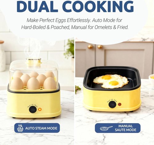 8-in-1 Electric Egg Cooker by [Brand Name] - Rapid Hard, Soft & Poached Egg Boiler | 8 Egg Capacity, Auto Shut-Off, Dishwasher Safe