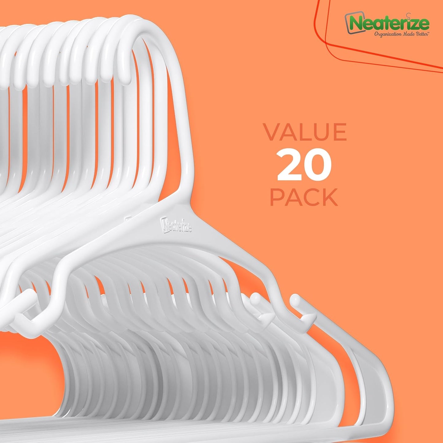 Neaterize Clothes Hangers - Space-Saving Plastic Hangers for Adults | 20-Pack in Purple