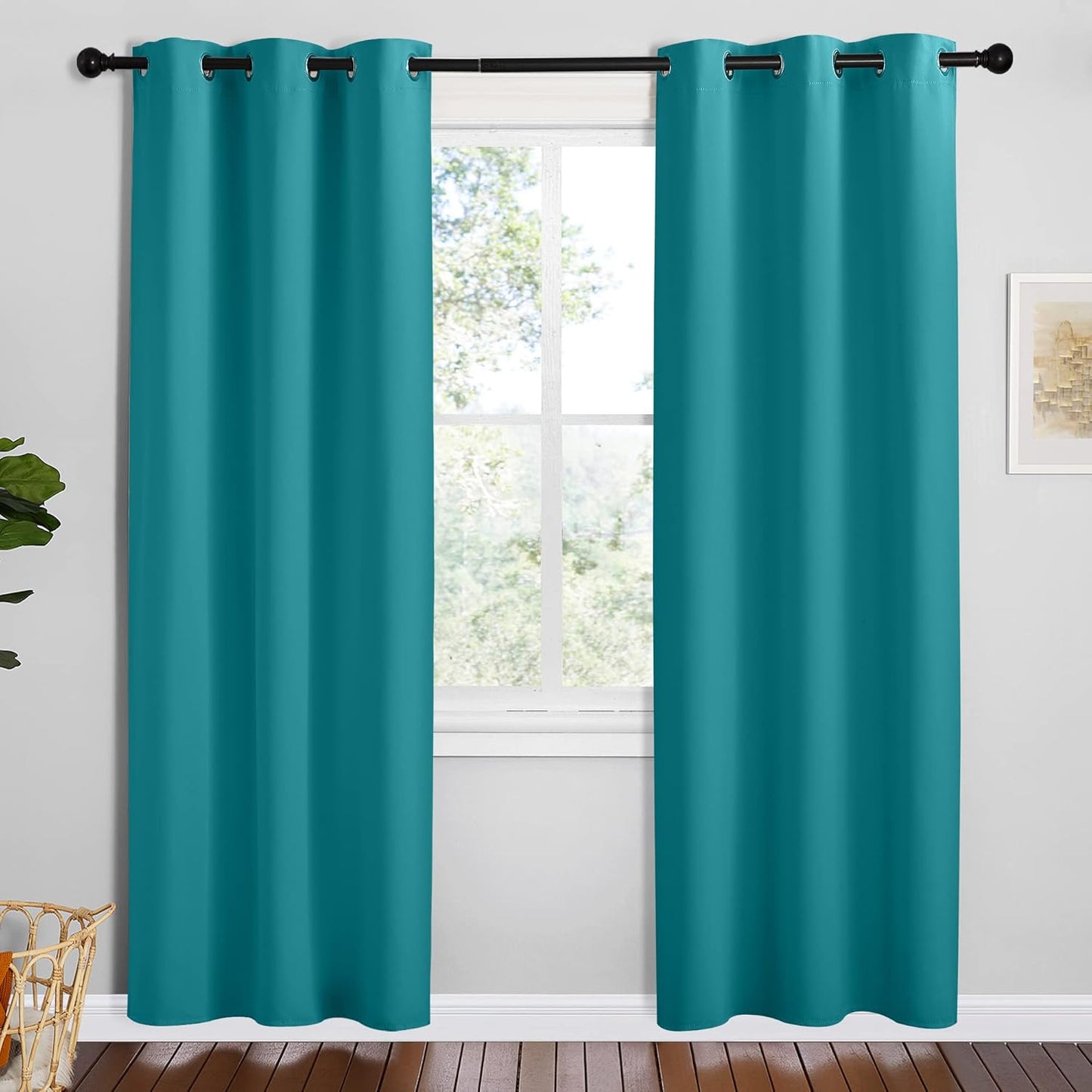 NICETOWN Room Darkening Curtains - Thermal Insulated Grommet Blackout Panels | 78 Inch, Peacock Teal, 2 Pieces