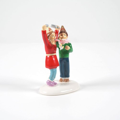 Department 56 We Made It Until Midnight Figurine - Original Snow Village Accessory, 2.83 Inch, Multicolor