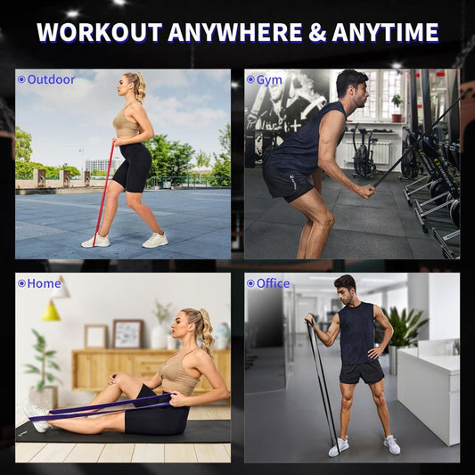 YONKFUL Pull Up Assistance Bands Set 5 LBS - 90 LBS, Long Resistance Bands for Pull Ups Working Out, Gym Workout Bands for Men Exercise Muscle Training and Shape Body - Carry Bag Included