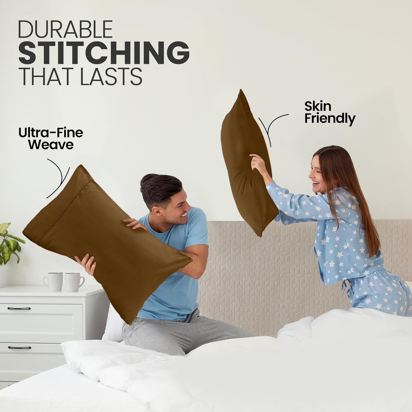 Utopia Bedding Standard Pillow Cases - Soft Brushed Microfiber - 2 Pack, 20 X 26 Inches | Mocha Color