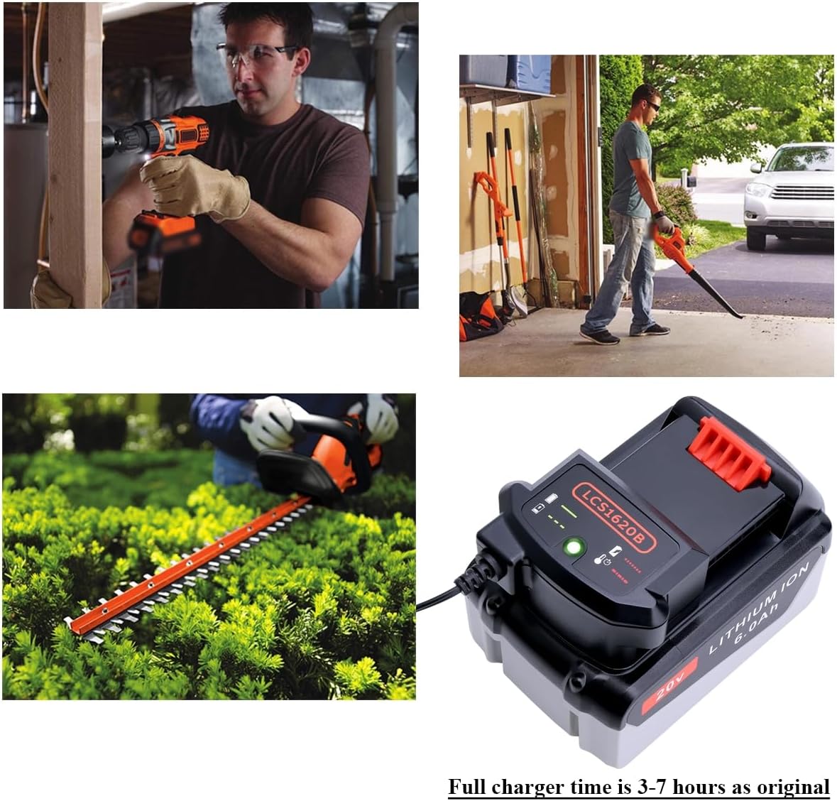 Lasica 20V Lithium Battery Charger - Compatible with Black & Decker LBXR20 Series | Efficient Charging Solution