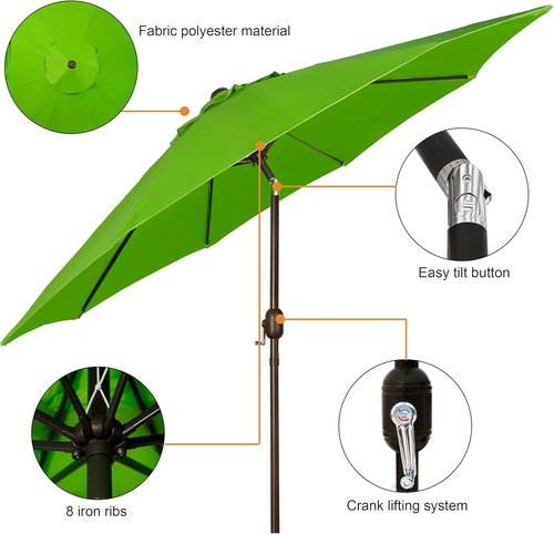 Blissun 9' Outdoor Patio Umbrella - Sturdy Market Umbrella with Push Button Tilt & Crank