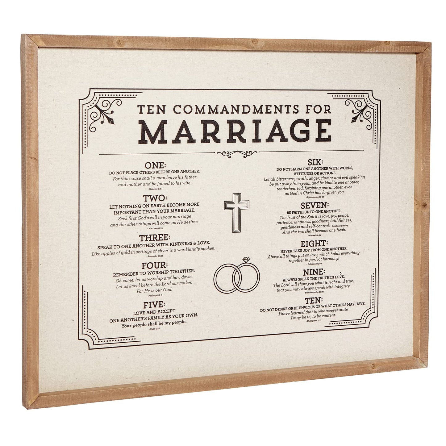 Creative Brands Faithworks - Wood Framed Linen Wall Art, 20 x 16-Inch, 10 Commandments of Marriage