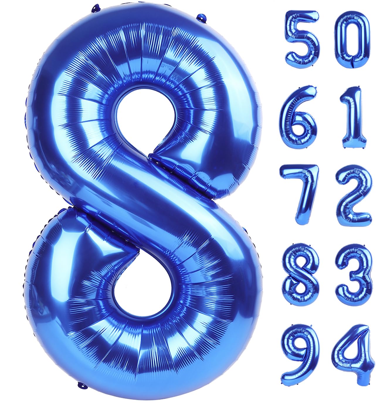 Navy Blue 8 Balloon, Number Balloon 40 Inch, Blue Birthday Decorations, 8 18 28 38 80 Birthday Balloons, 8th Party Supplies, Number 8 Balloon