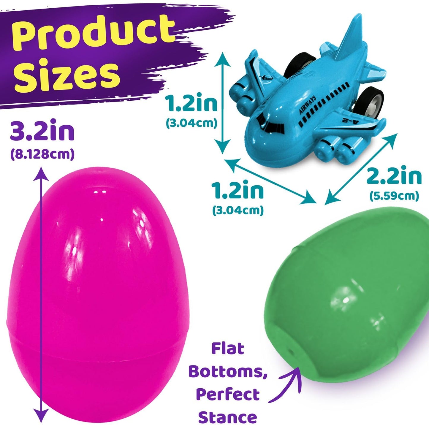 stargo 16 Pack Colorful Prefilled Easter Eggs bulk with toys - mini Aircraft, pull-back Helicopters & Airplanes. Plastic Easter Eggs Filled, Basket Fillers Egg Hunts, Party Favors, Boys Goodie Bags