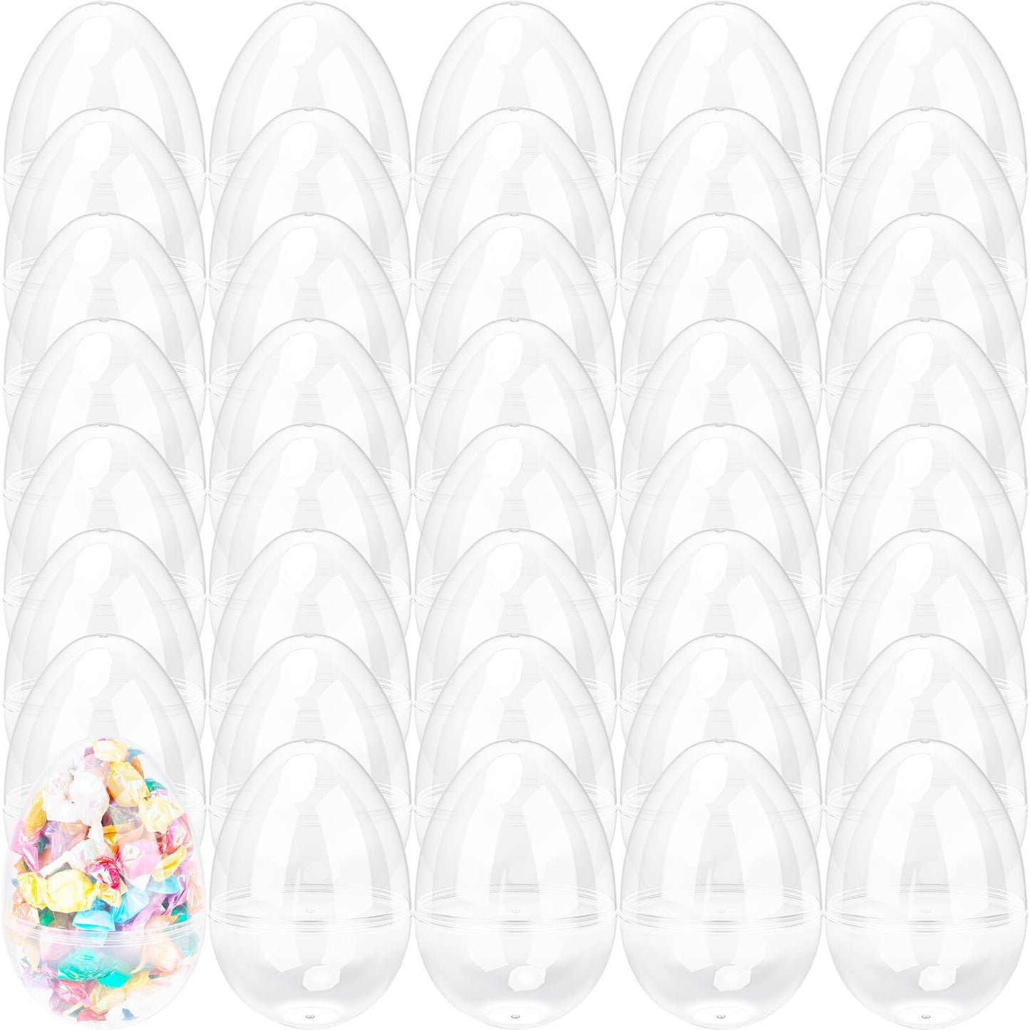 40 Pcs 5 Inch/ 4.5 Inch Clear Easter Eggs Fillable Bulk Large Transparent Plastic Eggs Empty Easter Eggs for Adult Kids Easter Basket Stuffers Party Decor