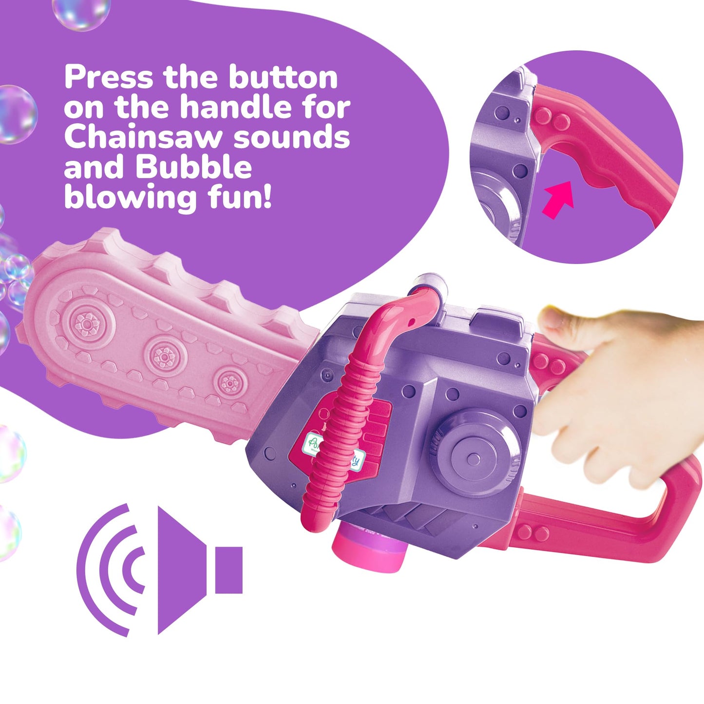 ArtCreativity Bubble Chainsaw for Kids, Electronic Bubble Blower Machine with Bubble Solution Included, Bubble Machine with Realistic Sound, Outdoor Girls Toy Ages 1 2 4 5 6 7 8