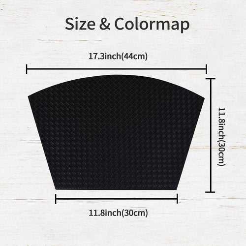 Homaxy Faux Leather Strip Woven Round Table Placemats, Set of 6 Heat Insulation Stain Resistant Non-Slip Table Mats for Kitchen Table, Washable Wipe Clean Fan Shape Wedge Place Mats, Black