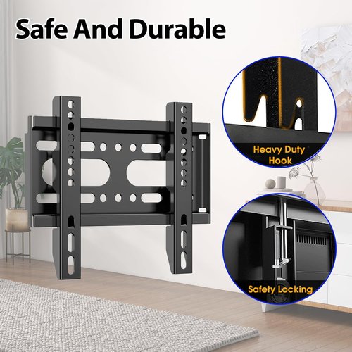 Fixed TV Wall Mount - Skiennix 14-42" Flat Screen Bracket | Easy Install, VESA 200x200mm, 55lbs Max Load