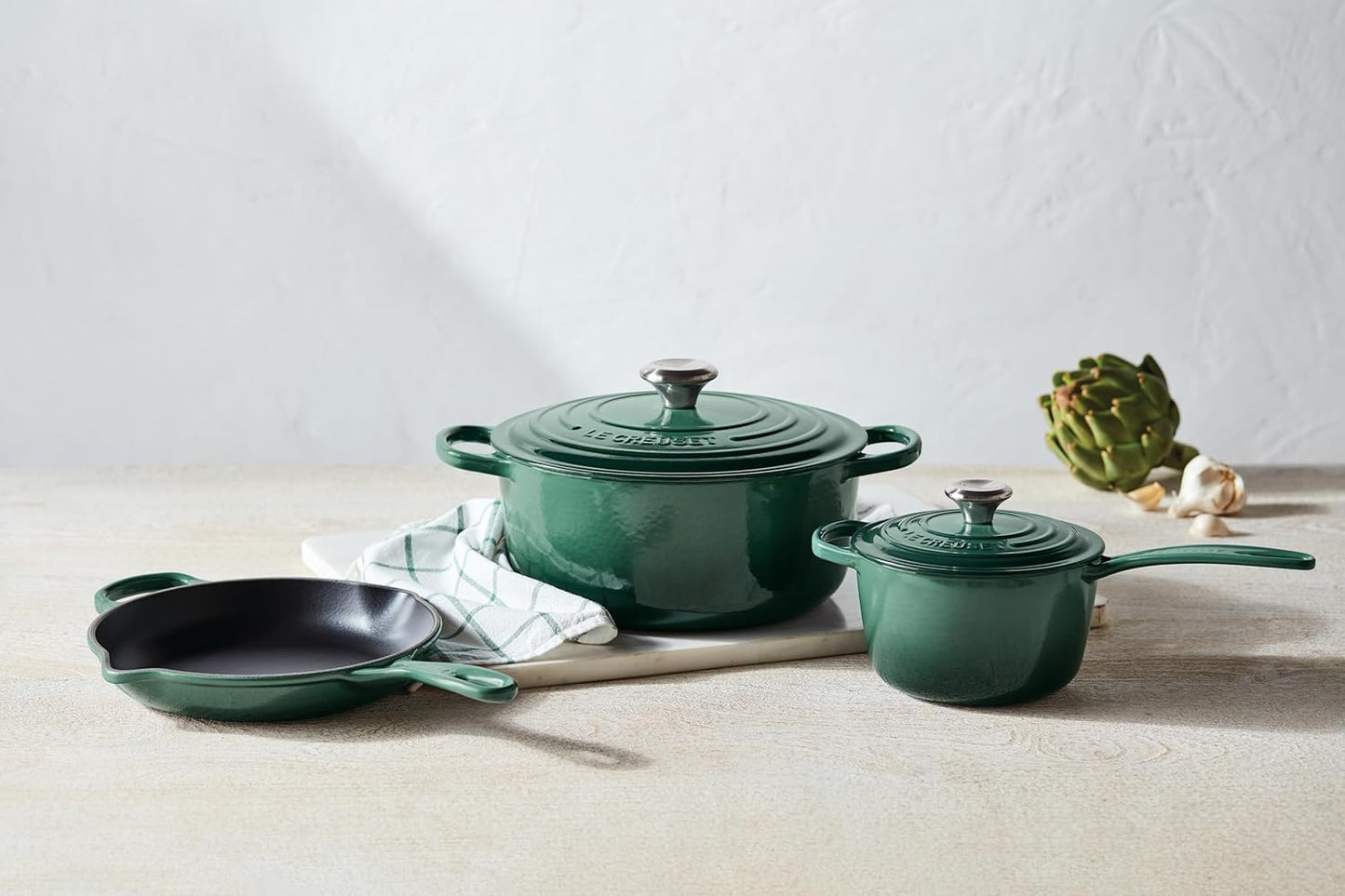 Le Creuset Enameled Cast Iron Cookware Set - 5-Piece, Artichaut Color for Durable Cooking