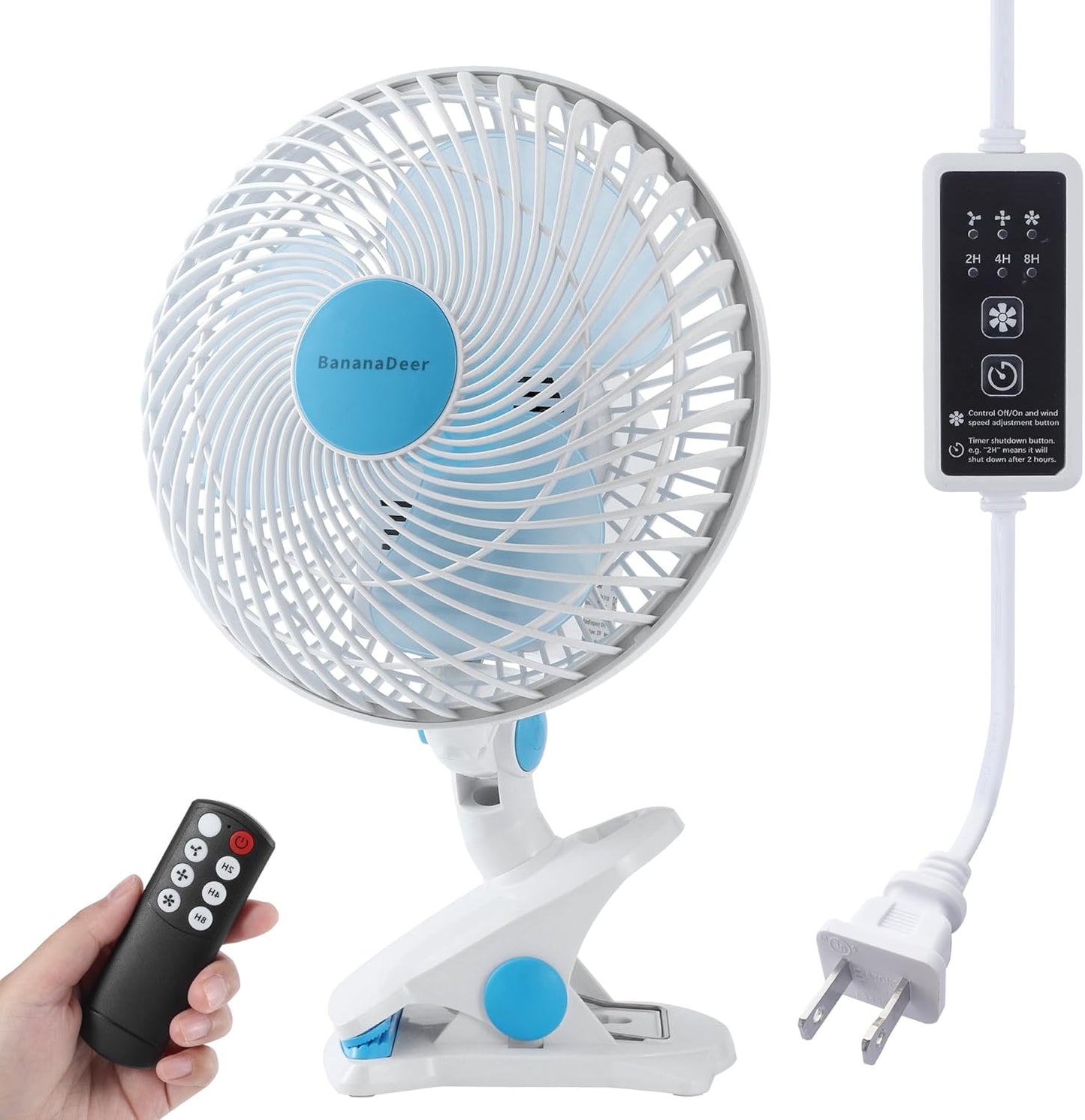 Skiennix 9-Inch Oscillating Clip-On Fan - Remote Control, Adjustable Tilt, 3 Speeds | Perfect for Home & Office