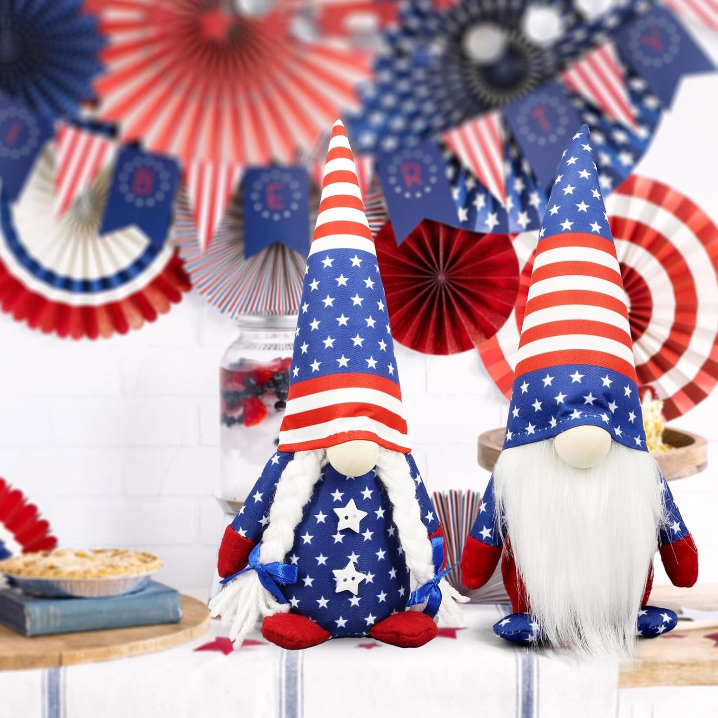 Skiennix 4th of July Gnomes - Patriotic USA Home Decor | Red, White & Blue Figurines for Indoor Use