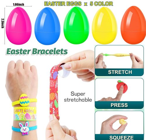 GDWDGJ 300pcs Easter Eggs with Toys Inside Bulk Filled Easter Egg Fillers 100 Pack Non Candy Stuffed Easters Basket Stuffers Essentials for Kids Girls Toddlers Boys Easters Egg Hunt Party Favors