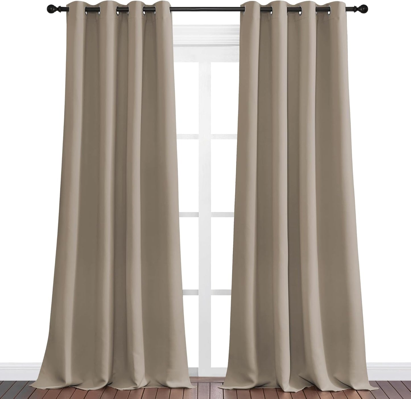 NICETOWN Taupe Blackout Curtains - 108" Long, 55" Wide | Sound Reducing & Energy Efficient Panels for Home Decor