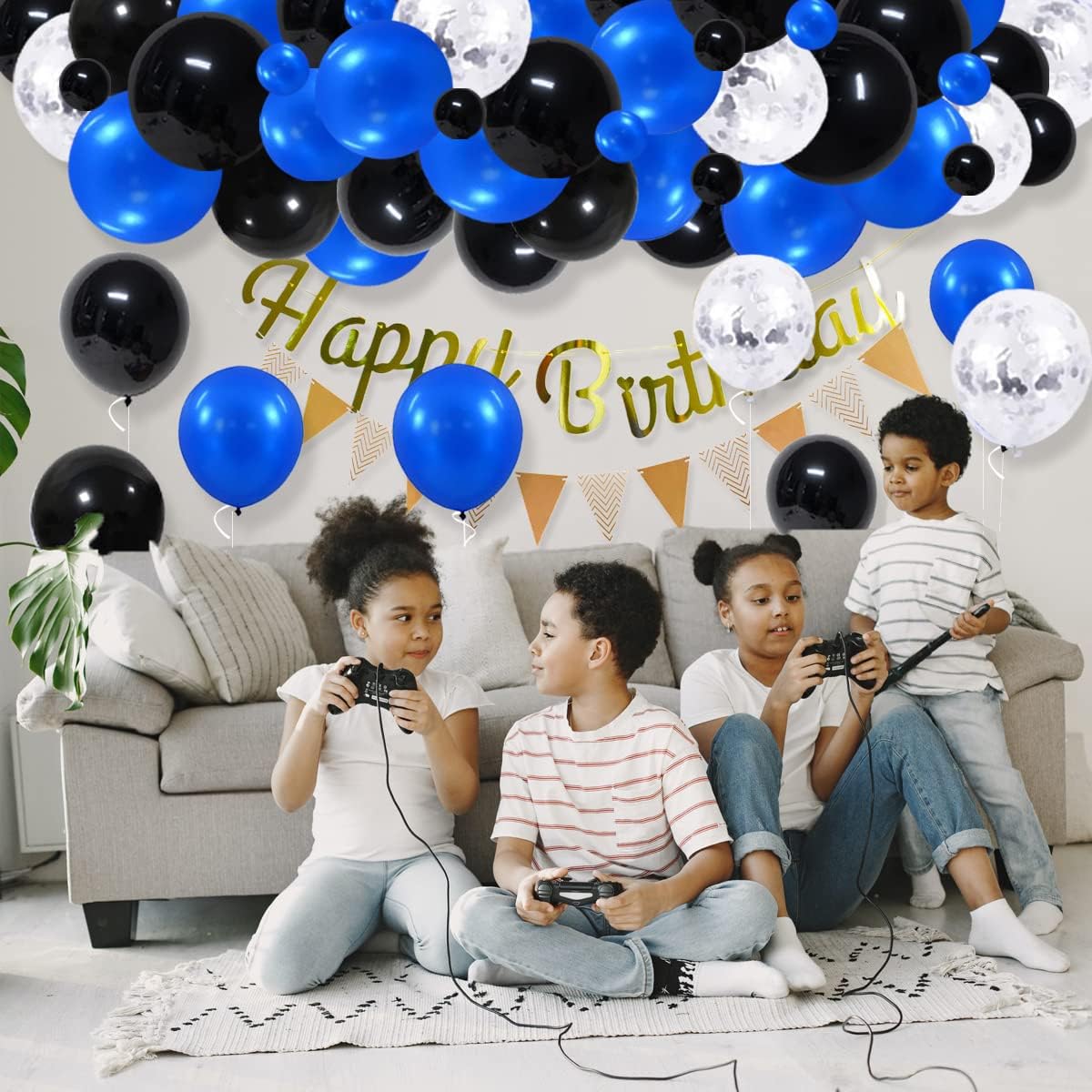 Royal Blue & Black Balloon Garland Arch Kit - Festive Balloons for Baby Shower & Graduation Celebrations