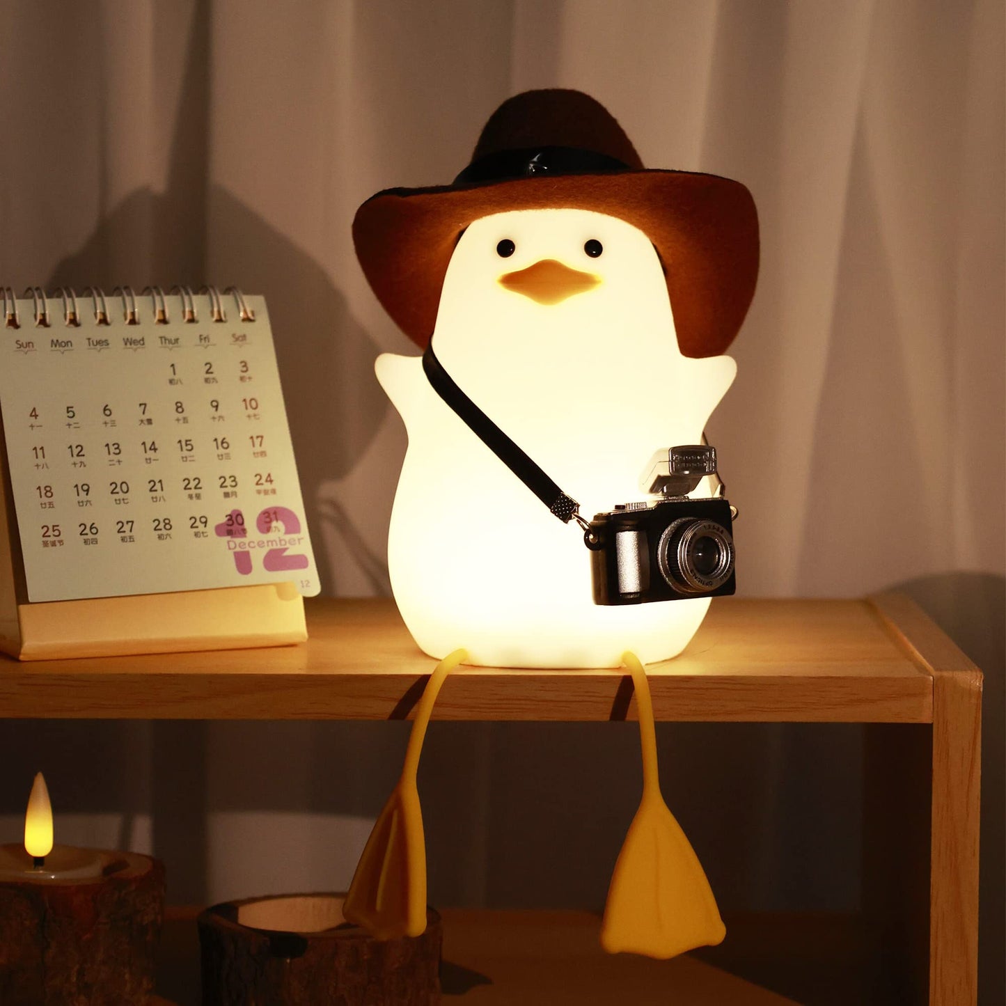 Hinittey Duck Night Light, Squishy Duck Lamp, Cute Bedside Ducks Funny Nightlight with Dimmer & Timer & Rechargeable for Room Decor, Duck Gifts for Girls, Boys, Women, Little Ones-Cowboy Duck