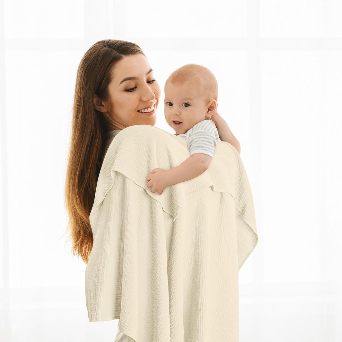 Susurration Muslin Receiving Blanket - 100% Cotton Soft Swaddle for Newborns | Unisex 38x40 Inch (Apricot Gray)