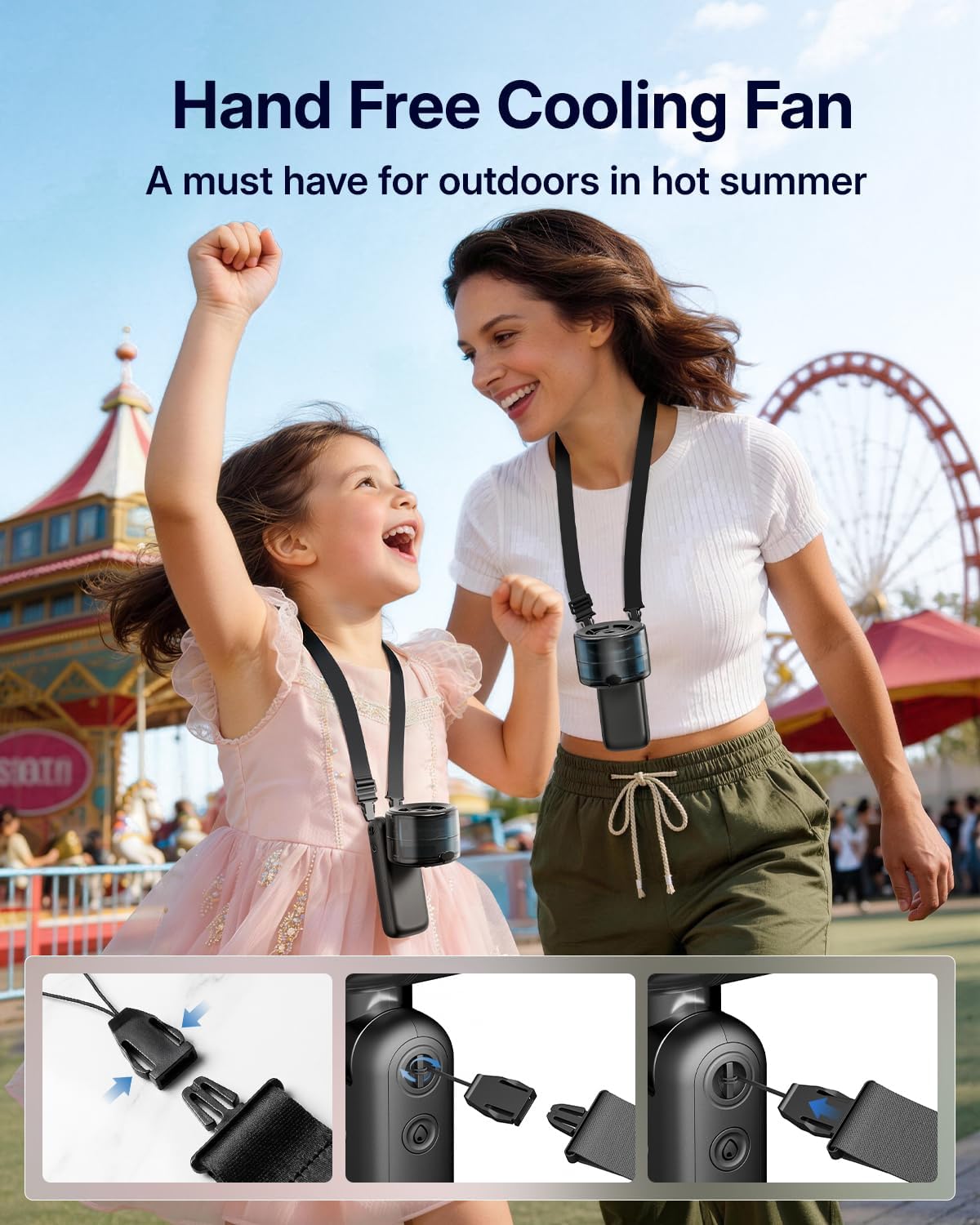 Skiennix Misting Fan - Portable Handheld Turbo Fan with Cool Mist Spray, 4000mAh Battery | Black