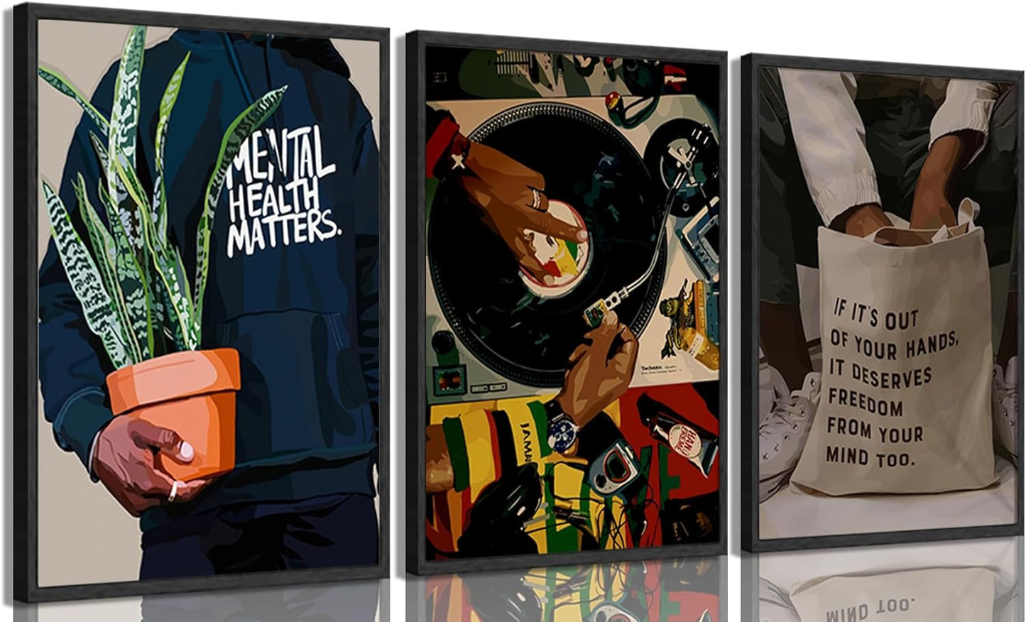 Regine Switzerland Black Men Wall Art - Set of 3 African American DJ Poster Prints | 12x16in Decor