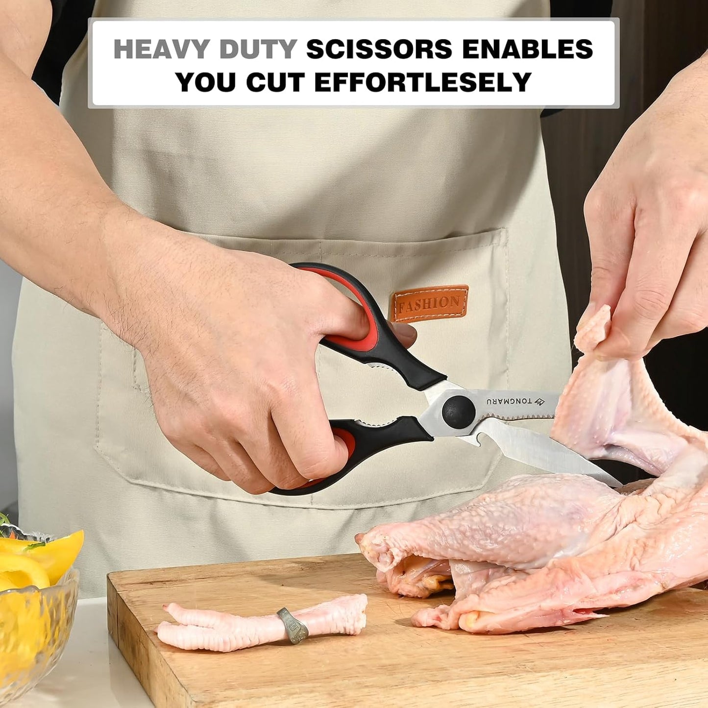 Skiennix Heavy-Duty Kitchen Shears - All-Purpose Scissors with Serrated Blades & Detachable Design | Dishwasher Safe